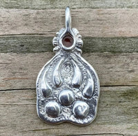 Timber Wolf Track Pendant Solid .925 Sterling Silver w/ genuine Amber gemstone USA