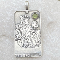 Empress Tarot Card Pendant .925 Sterling Silver Natural Peridot Gem Venus