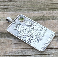 Empress Tarot Card Pendant .925 Sterling Silver Natural Peridot Gem Venus