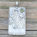Empress Tarot Card Pendant .925 Sterling Silver Natural Peridot Gem Venus