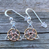 Celtic Triquetra Earrings .925 Sterling Silver with Rose and Yellow Gold Vermeil by Peter Stone