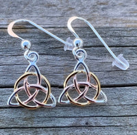 Celtic Triskele Earrings Sterling Silver and Gold