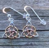 Celtic Triskele Earrings Sterling Silver and Gold