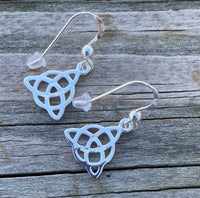 Celtic Triquetra Earrings .925 Sterling Silver with Rose and Yellow Gold Vermeil by Peter Stone