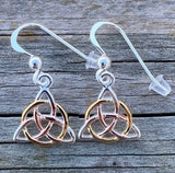 Celtic Triquetra Earrings .925 Sterling Silver with Rose and Yellow Gold Vermeil by Peter Stone