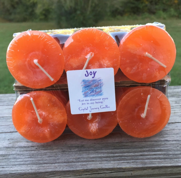 Joy Reiki Candles Crystal Journey Candles All Natural Votives Candles (Sealed 6 Pack) Meditation Manifestation Candle