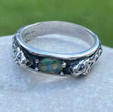 Celtic Medieval Lion ring with genuine opal triplet sterling silver