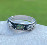 Celtic Medieval Lion ring with genuine opal triplet