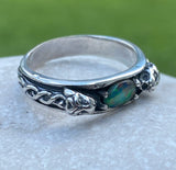 Celtic Medieval Lion ring with genuine opal triplet