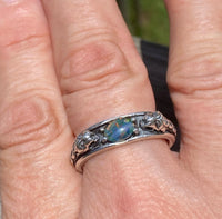Medieval Lion ring genuine Opal