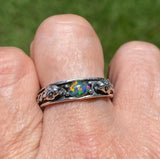 Celtic Lion Ring Sterling Silver with genuine opal