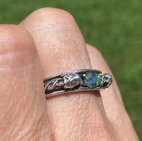 Opal Lion ring Sterling Silver