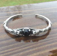 Celtic Lion Cuff Bracelet with black onyx gemstone