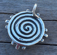 Medicine Wheel Pendant solid .925 Sterling Silver w/ Natural Black Onyx Sun Healer Made in USA