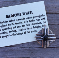 Medicine Wheel Pendant solid .925 Sterling Silver w/ Natural Black Onyx Sun Healer Made in USA
