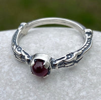 Celtic Medieval Dragon Ring .925 Sterling Silver with Genuine Garnet gemstone USA