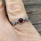 Celtic Medieval Dragon Ring .925 Sterling Silver with Genuine Garnet gemstone USA