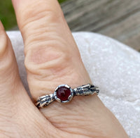 Celtic Medieval Dragon Ring .925 Sterling Silver with Genuine Garnet gemstone USA