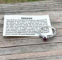 Celtic Medieval Dragon Ring .925 Sterling Silver with Genuine Garnet gemstone USA