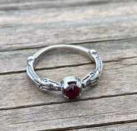 Celtic Medieval Dragon Ring .925 Sterling Silver with Genuine Garnet gemstone USA