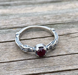 Celtic Medieval Dragon Ring .925 Sterling Silver with Genuine Garnet gemstone USA