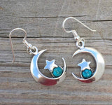 Moon Star Earrings Sterling Silver USA