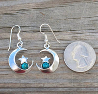 Moon and Star gemstone earrings sterling silver USA