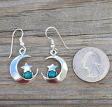 Moon and Star gemstone earrings sterling silver USA