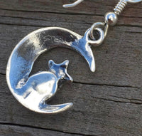 Moon and Star Earrings .925 Sterling Silver Earrings w/ genuine Chrysocolla USA