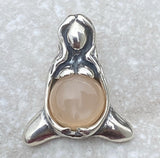 Goddess of Abundance Pendant Sterling Silver with genuine Peach Moonstone gem