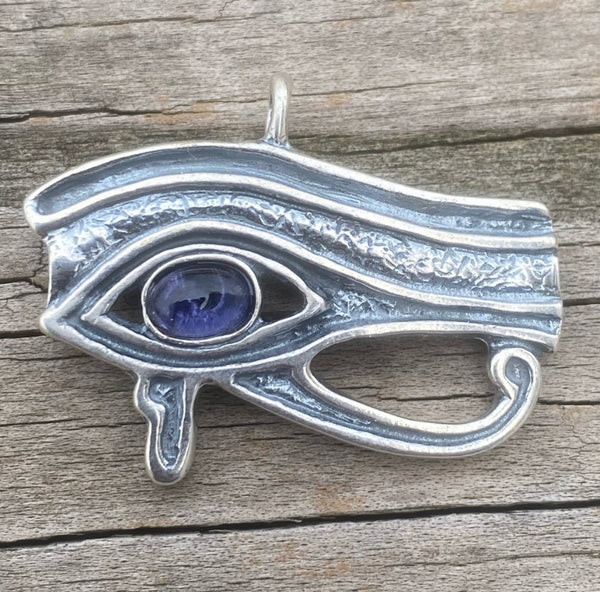 Eye of Horus Pendant with Iolite Gemstone