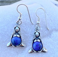 Goddess of Abundance Earrings .925 Sterling Silver w/ genuine Lapis Lazuli gemstones USA