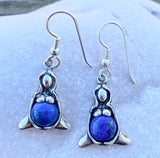 Goddess of Abundance Earrings .925 Sterling Silver w/ genuine Lapis Lazuli gemstones USA