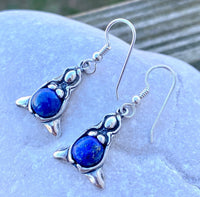 Goddess of Abundance Earrings .925 Sterling Silver w/ genuine Lapis Lazuli gemstones USA