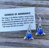 Goddess of Abundance Earrings .925 Sterling Silver w/ genuine Lapis Lazuli gemstones USA