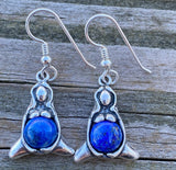 Goddess of Abundance Earrings .925 Sterling Silver w/ genuine Lapis Lazuli gemstones USA