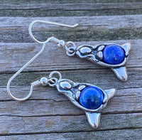 Goddess of Abundance Earrings .925 Sterling Silver w/ genuine Lapis Lazuli gemstones USA