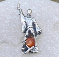 Magician Tarot pendant .925 Sterling Silver w/ genuine Sunstone 3D sculpted Made in the USA
