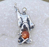 Magician Tarot pendant .925 Sterling Silver w/ genuine Sunstone 3D sculpted Made in the USA