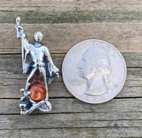Magician Tarot pendant .925 Sterling Silver w/ genuine Sunstone 3D sculpted Made in the USA