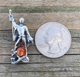 Magician Tarot pendant .925 Sterling Silver w/ genuine Sunstone 3D sculpted Made in the USA