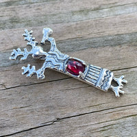 Medicine Woman Pendant .925 Solid Sterling Silver w/ Natural Garnet gemstone USA