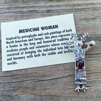 Medicine Woman Pendant .925 Solid Sterling Silver w/ Natural Garnet gemstone USA