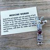 Medicine Woman Pendant .925 Solid Sterling Silver w/ Natural Garnet gemstone USA