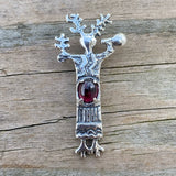 Medicine Woman Pendant .925 Solid Sterling Silver w/ Natural Garnet gemstone USA