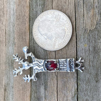 Medicine Woman Pendant .925 Solid Sterling Silver w/ Natural Garnet gemstone USA