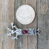 Medicine Woman Pendant .925 Solid Sterling Silver w/ Natural Garnet gemstone USA