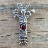 Medicine Woman Pendant .925 Solid Sterling Silver w/ Natural Garnet gemstone USA