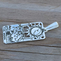 Moon Tarot Card Pendant solid .925 Sterling Silver - Small Moon Tarot Card Jewelry USA