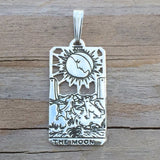 Moon Tarot Card Pendant solid .925 Sterling Silver - Small Moon Tarot Card Jewelry USA